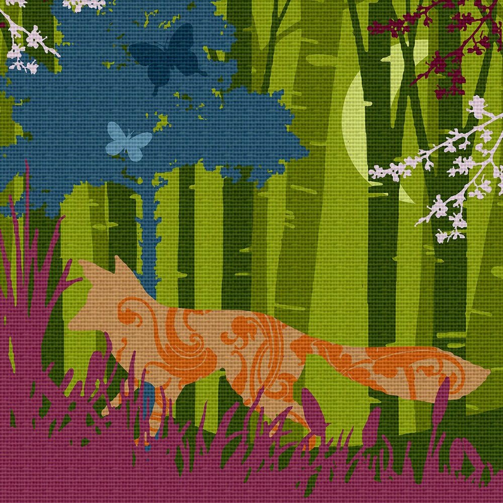 Art Needlepoint Fox Silhouette Needlepoint Canvas by Laura Hunter