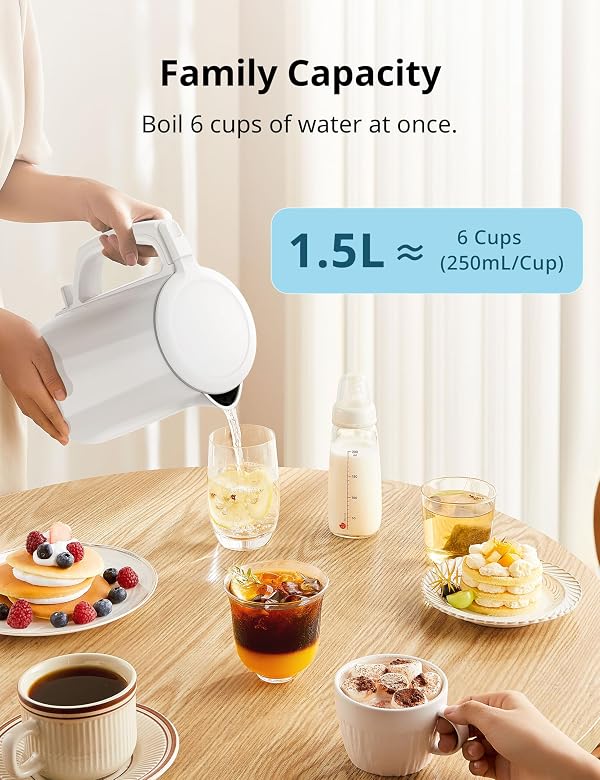 COMFEE' Electric Kettle and Tea Kettle, 1.5L Double Wall, Stainless Steel Interior, Lid & Spout, Fast Boil, Auto-Off, and Boil-Dry Protection, 1500W by COMFEE' - Used condition - Image 7