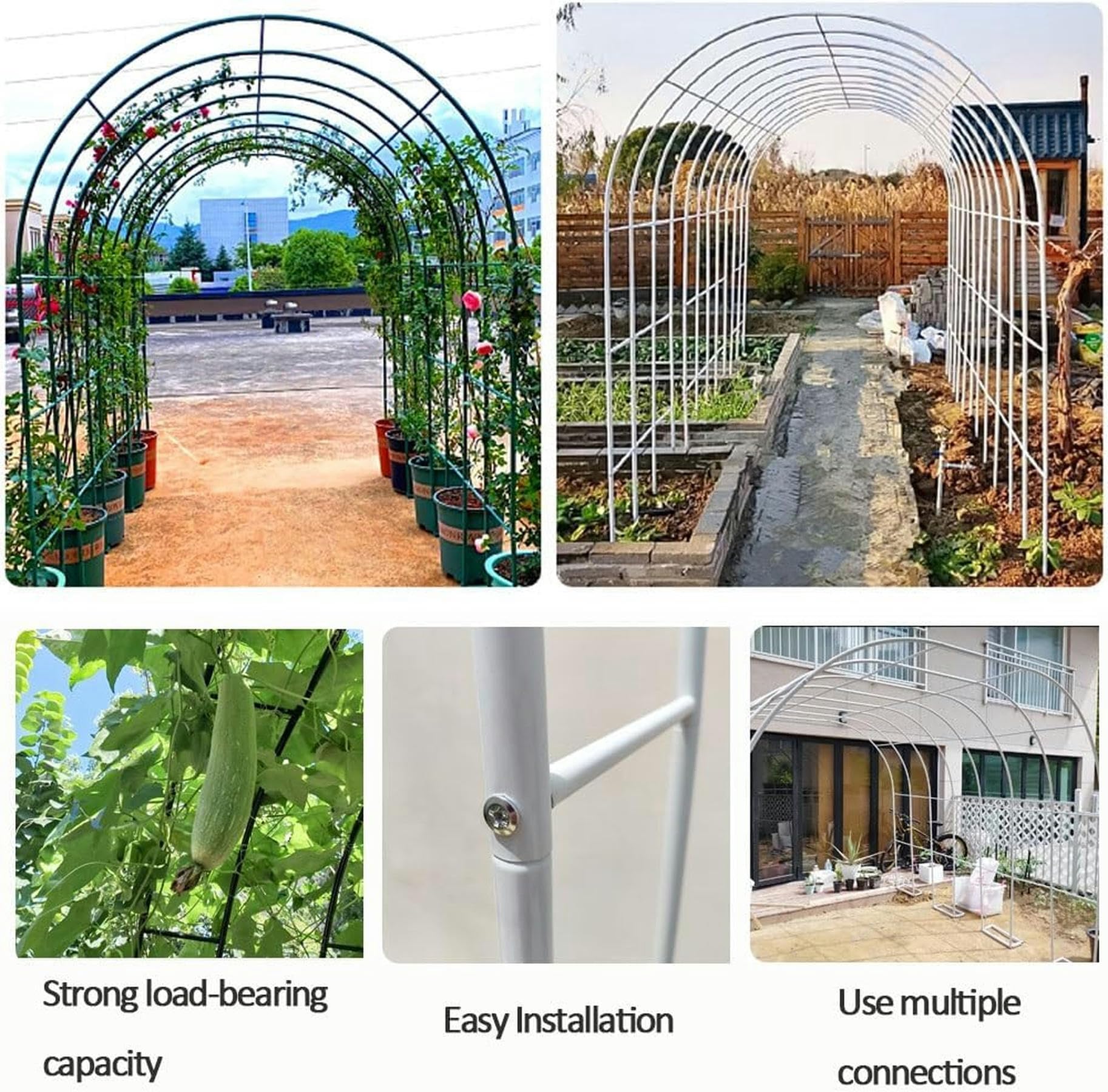 Arco Roses pour plantes grimpantes, arches métalliques, résistantes à l'arche de jardin, gazebo, mélèze, 80-350 cm, pour mariages, fêtes, jardin (couleur : vert, taille : 80 x 200 cm)
