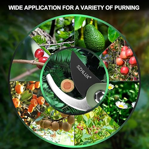 Miniatura 6 de SZHLUX Tijeras de podar, podadora de mano de precisión afilada SK5 cuchillas de acero al carbono para jardín, tijeras de podar, cortadoras de