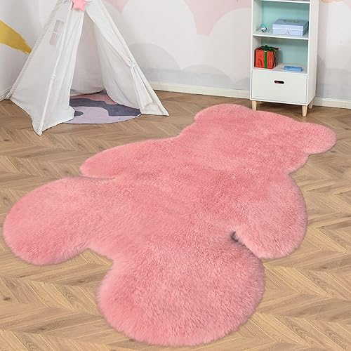 Miniatura 127 de Alfombra blanca de 3 x 3.9 pies, suave y esponjosa, de piel de oveja sintética, bonita alfombra de felpa para guardería, habitación de niños y Blanco