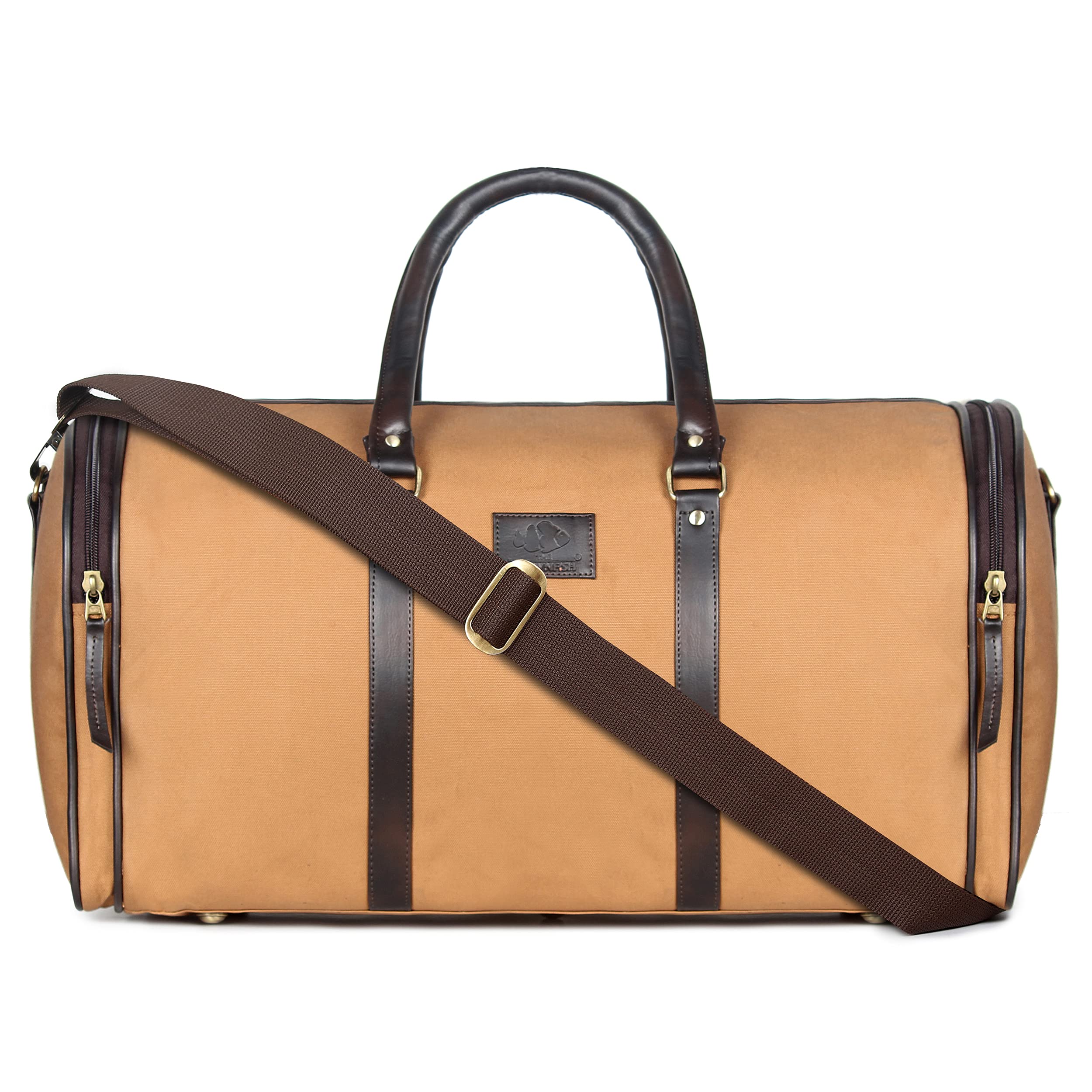 Ewan Series 43 Litres Canvas Travel Duffle Bag - Weekender Luggage for Men and Women - Yellow Ochre, 20 Cm-image-7