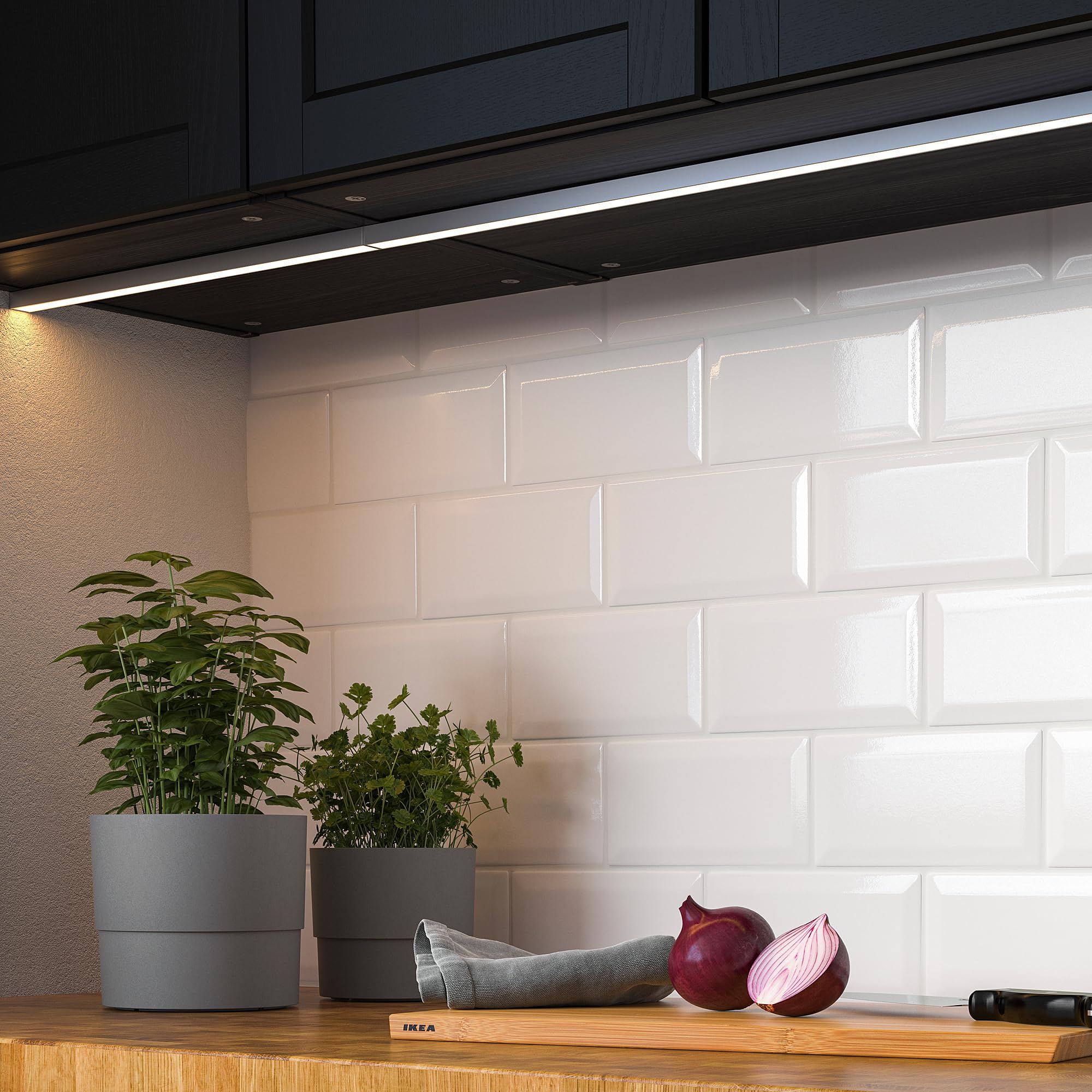 MITTLED - Tira de iluminación LED para encimera de cocina, 40 cm, regulable en color aluminio