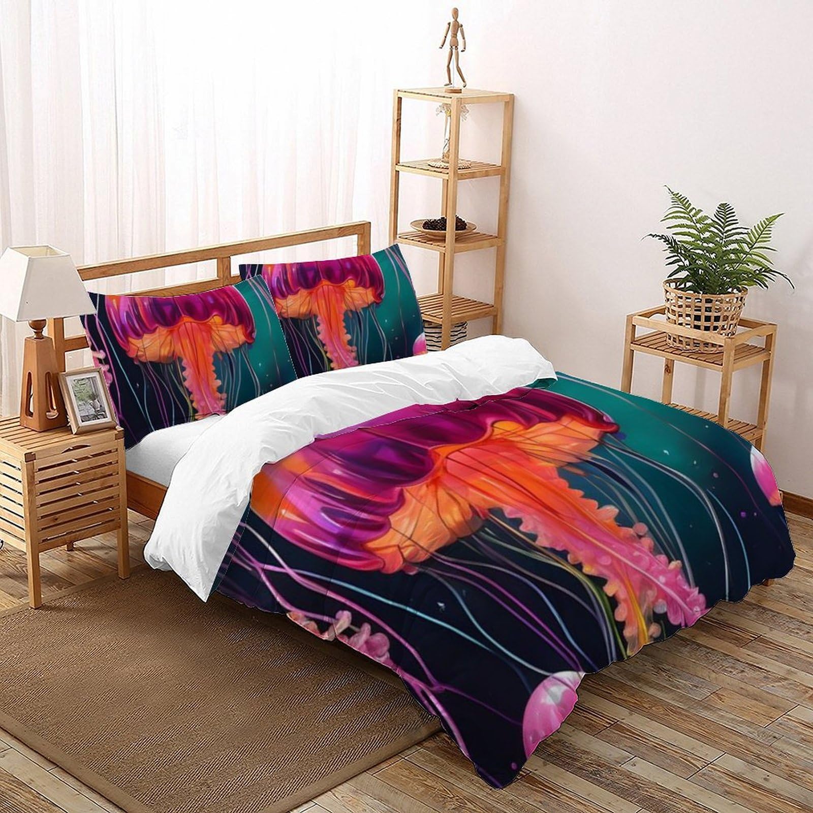 Housse de couette Méduse Rose pour créer un décor marin féerique