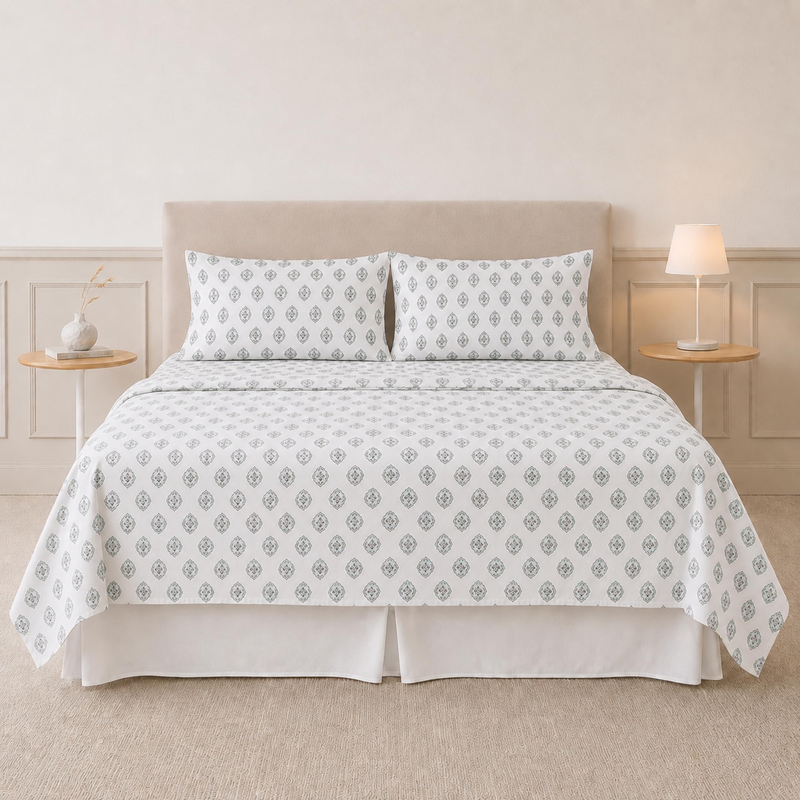 Modern Threads Lenzuola in morbida microfibra stampata – Lussuosa biancheria da letto in microfibra – Include lenzuolo piatto, lenzuolo con angoli con tasche profonde e federe Claire King