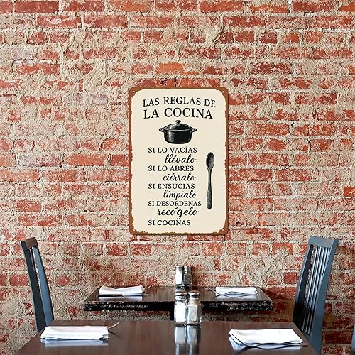 Miniatura 8 de Cartel de aluminio de las reglas de la cocina de las reglas de cocina 8x12 pulgadas para decoración de sala de estar, dormitorio, baño