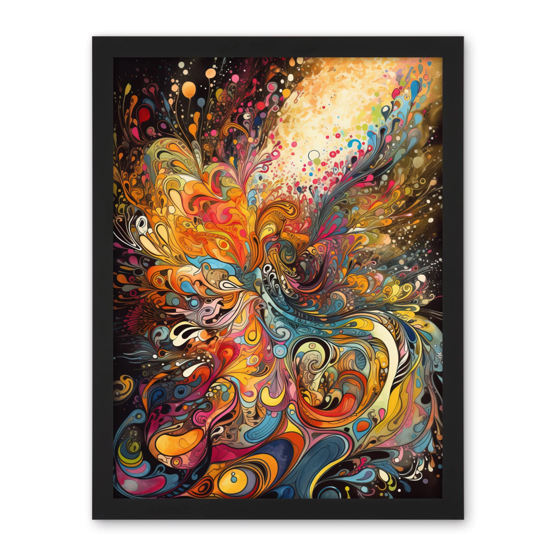 Artery8 Vibrant Colour Sound Waves Music Artwork Artwork Framed Wall Art Print 18X24 Inch