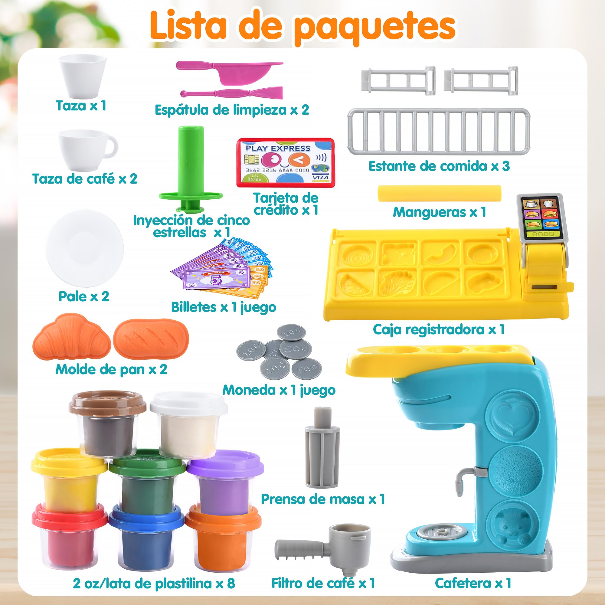 Kit De Masa 3 En 1 Con 51 Piezas Y 12 Botes De Plastilina – Máquina De Fideos, Hamburguesas Y Helados, Para Niños De 2 A 10 Años, Regalo Creativo