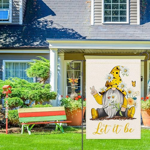 Balgardekor Let It Be Garden Flag Vertical Double Sided Red Gnomes Farmhouse Burlap Spring Summer Yard Outdoor Decor Home Decor (12.5 X 18, Let It Be Yellow) #TOP2