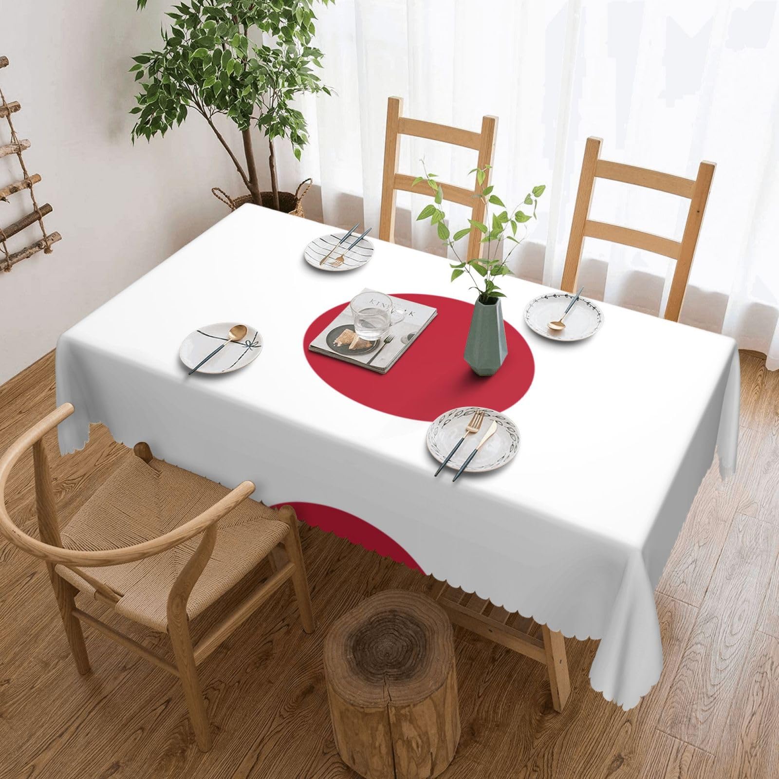 HLBSDM Japanese Flag Print Rectangle Washable Tablecloth Decorative Table Cover for Dining Table Buffet Parties