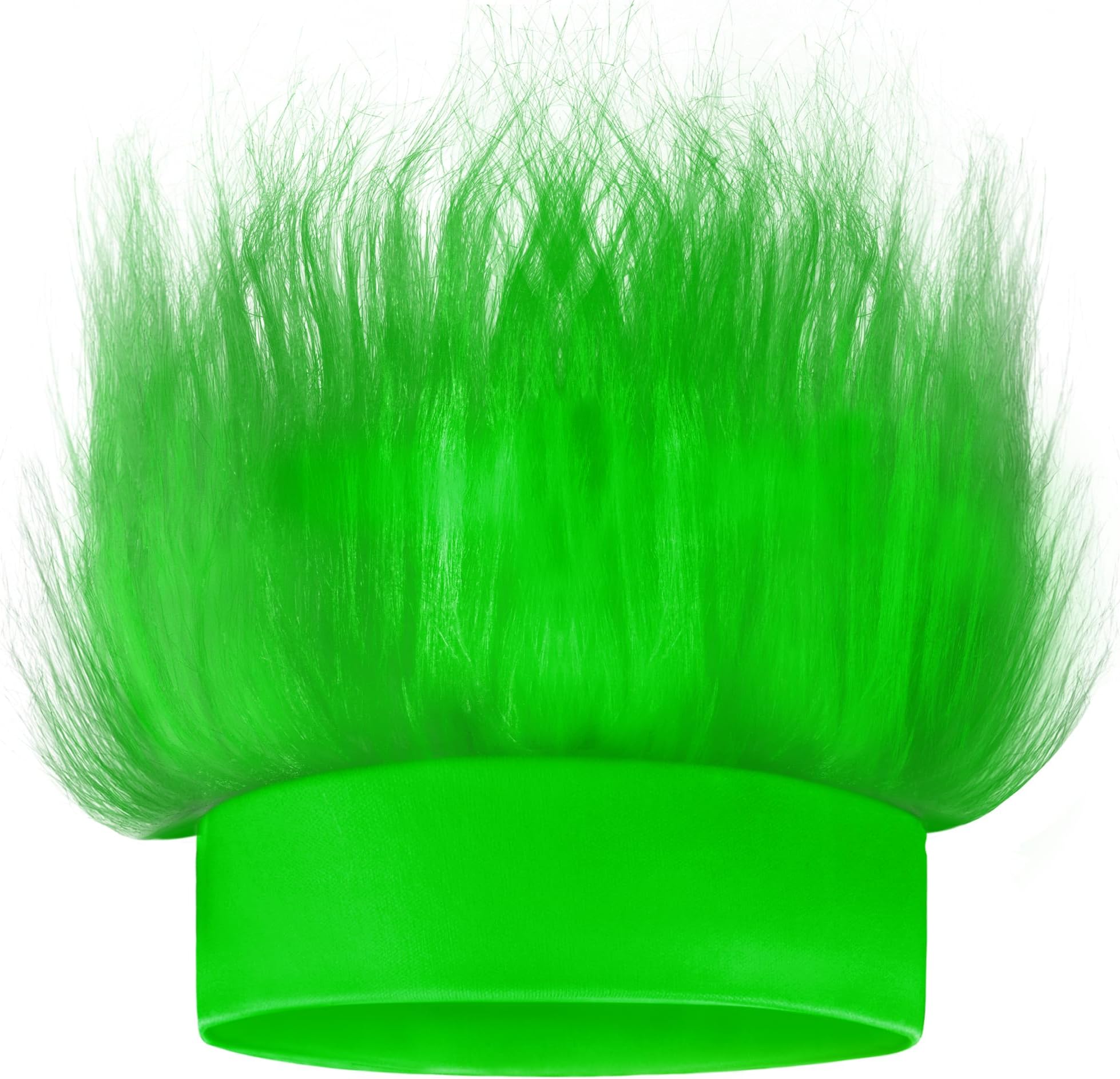 Green Hairy Costume Headband - Fun and Fuzzy Crazy Hair Wig Troll Hair Costume Accessories - Perfect for Sports Parties, Costume, Cosplay, and Halloween - Fit Kids, Teens and Adults