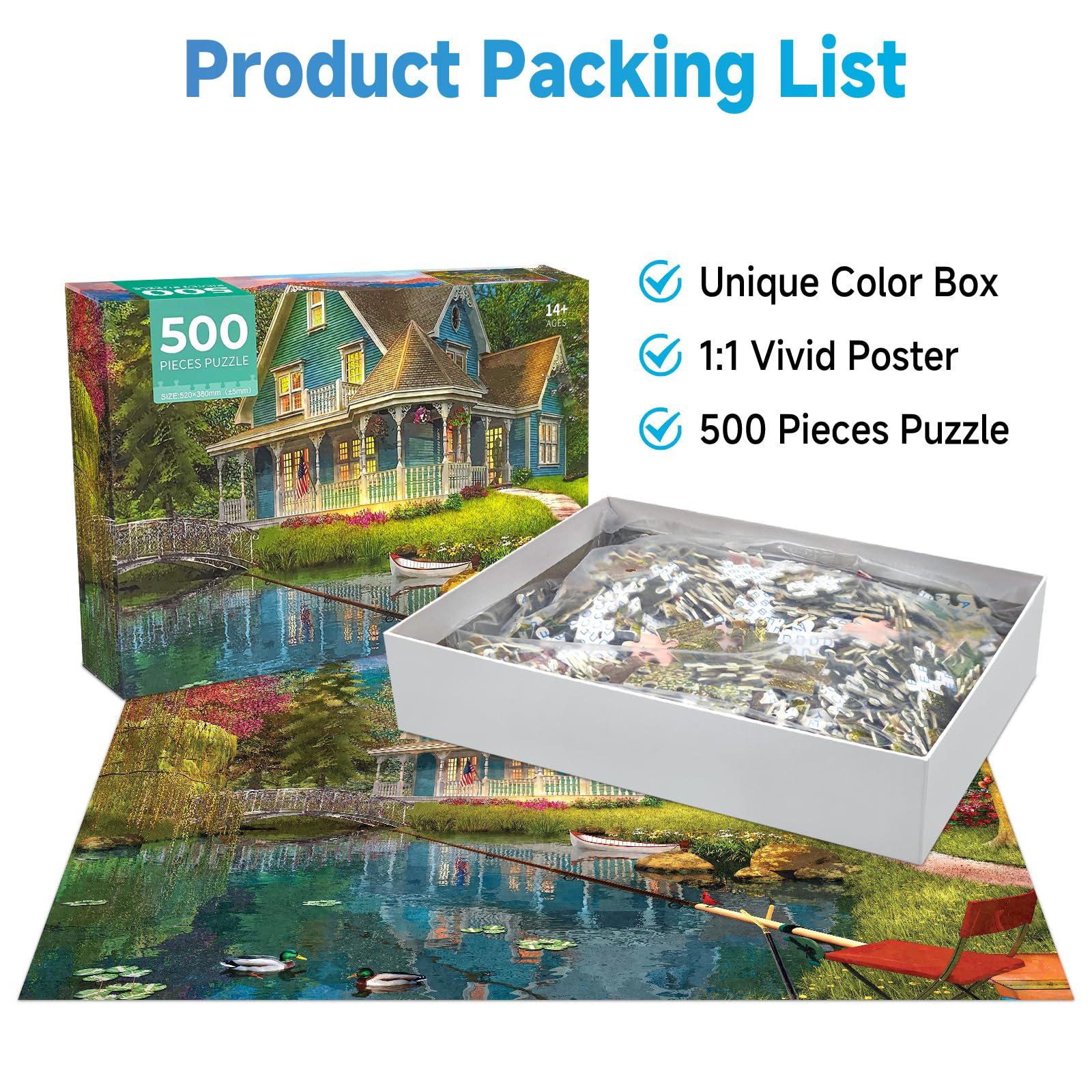 Puzzle 500 Pieces for Adults Jigsaw Puzzles 500 Pieces for Adults 500 Piece Villa Landscape Jigsaw Puzzles for Adult 500 Piece Puzzle Landscapes Educational Games-Home Decor Puzzel for Teens Seniors - Image 3