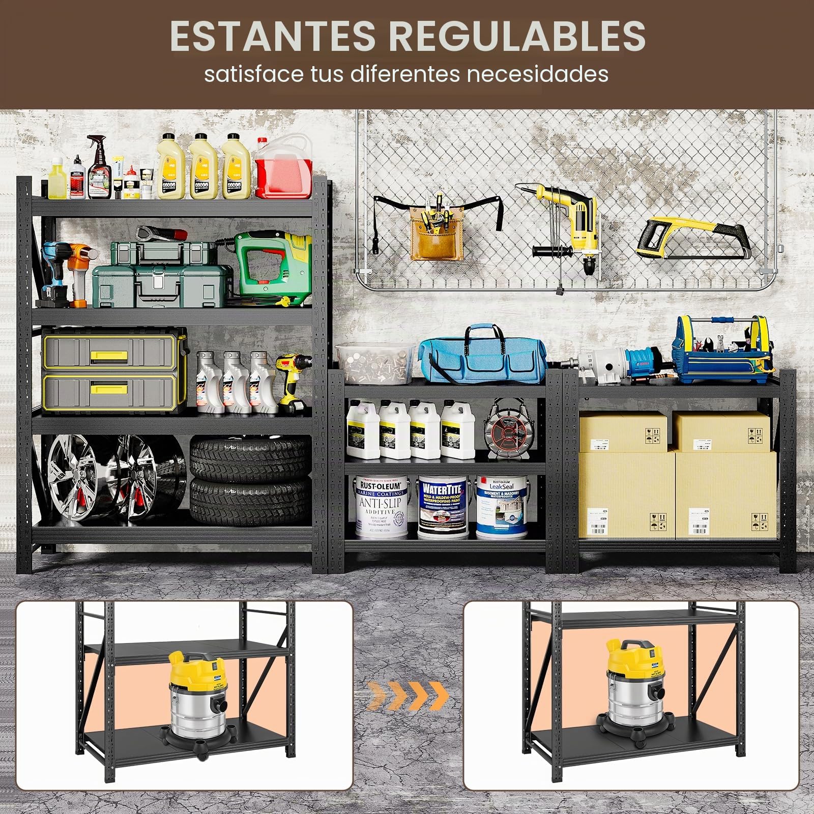 Sightlife Estantería de Metal para Cargas Pesadas, estantería de Almacenamiento, estantería de Taller, sótano, Garaje, Cocina de 4 Niveles,54.5 x 121 x 160 cm