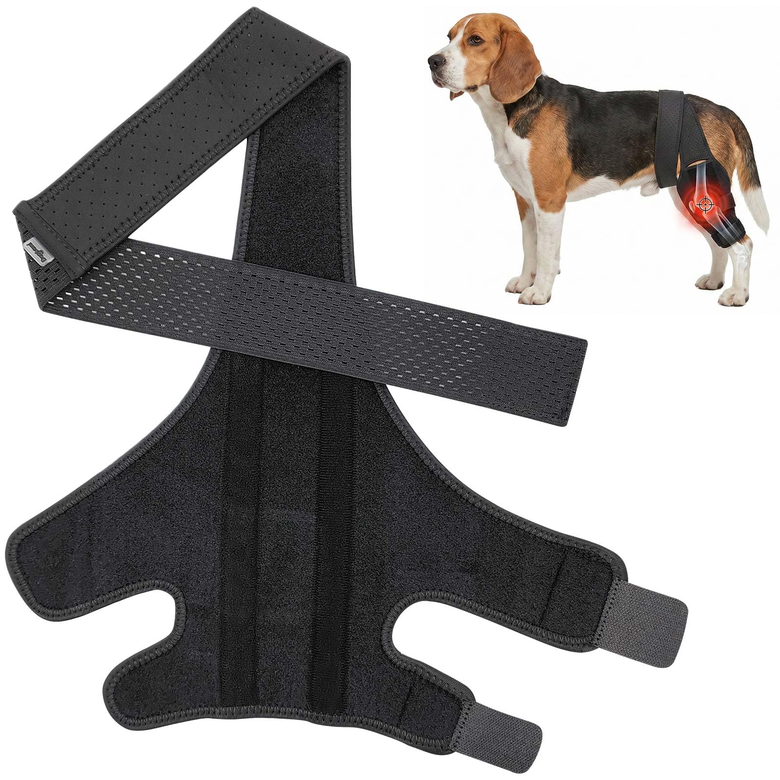 QualfsTerric Dog Knee Brace for ACL with Side Stabilizers Dogs Surgery Recovery Adjustable Joint Hock Support Canine Leg Lick Sleeve Protects Wounds Brace Heals Prevents Injuries for Dogs