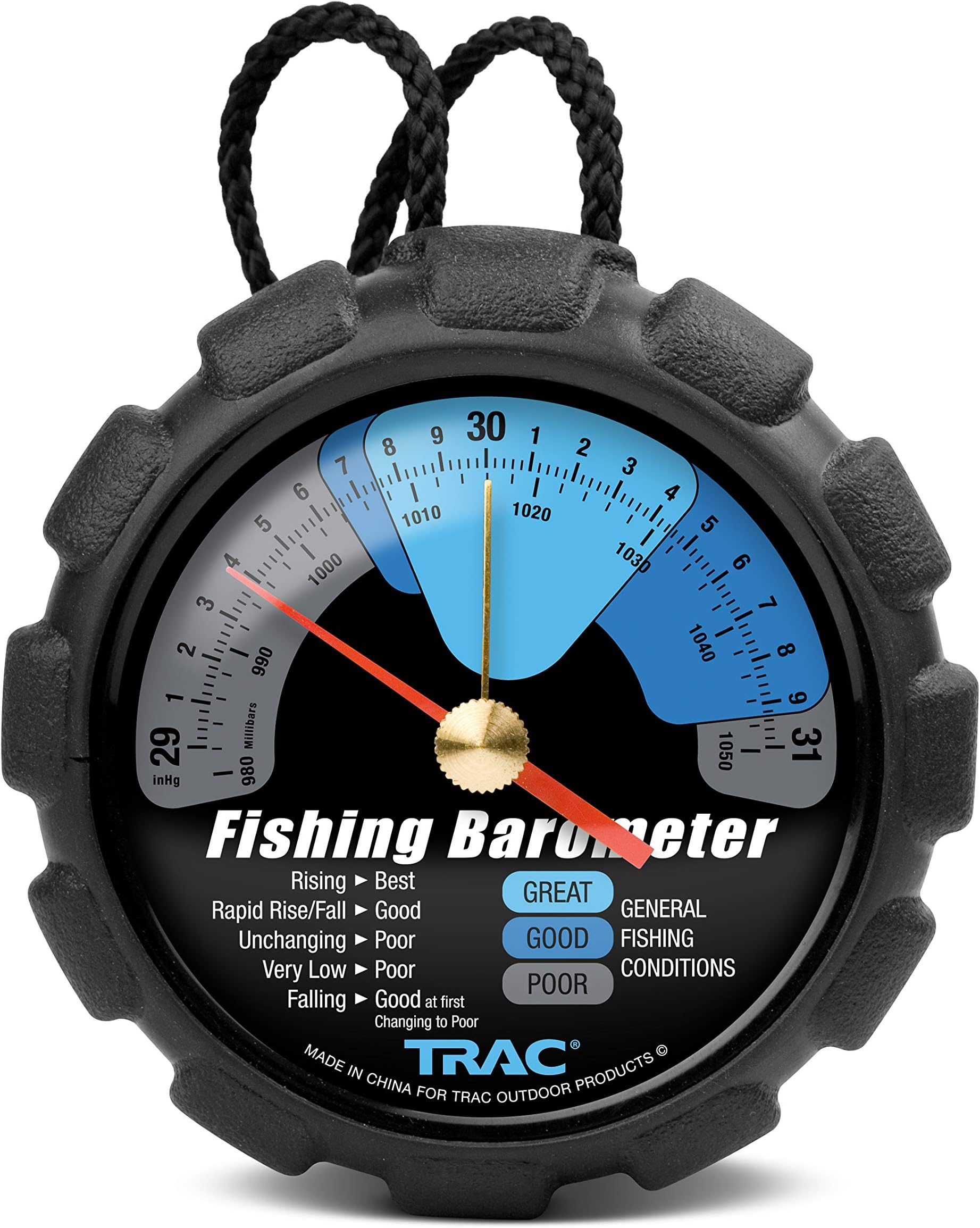 Trac Outdoors Fishing Barometer - Track Pressure Trends for Fishing Success - Easy Callibration (69200)