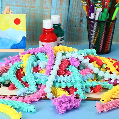 Miniatura 6 de Chivao Paquete de juguetes sensoriales de cuerda elástica a granel, paquete de juguetes sensoriales de gusanos para adultos para aliviar el estrés y