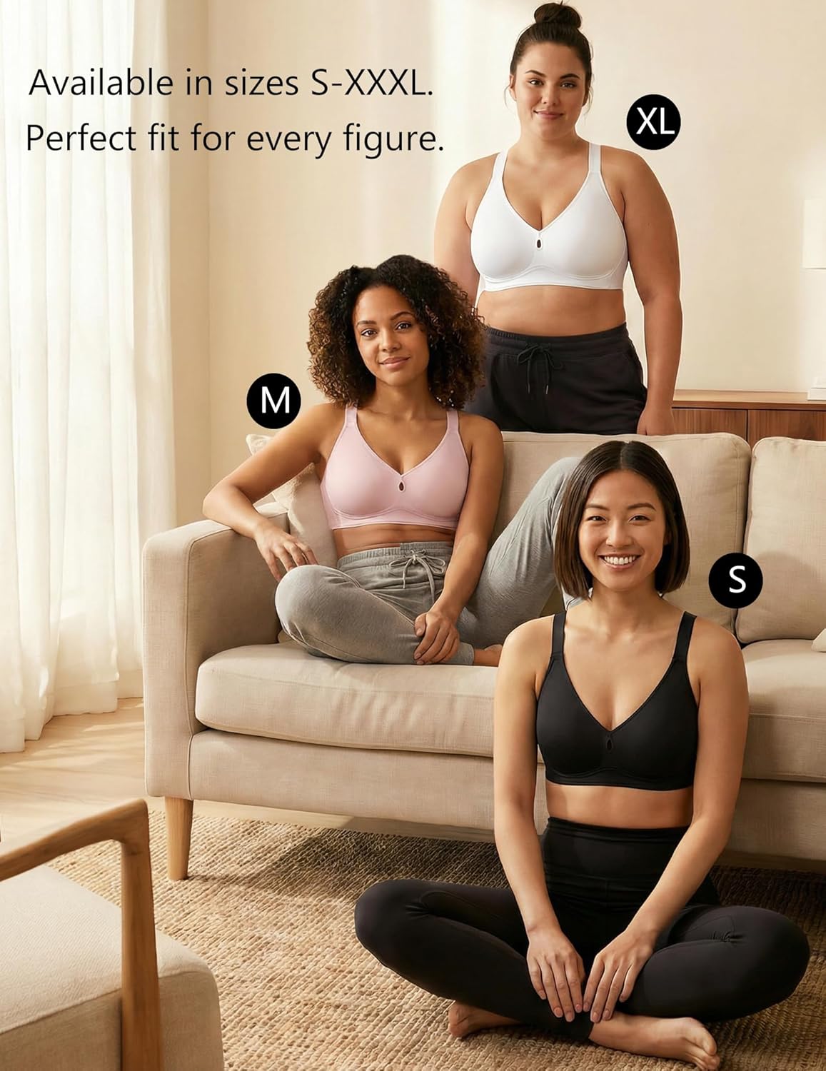 Avidlove Bras for Women No Underwire Seamless Bralette Teardrop Cutout Full Coverage T-Shirt Bra with Velvet Trim - Image 5