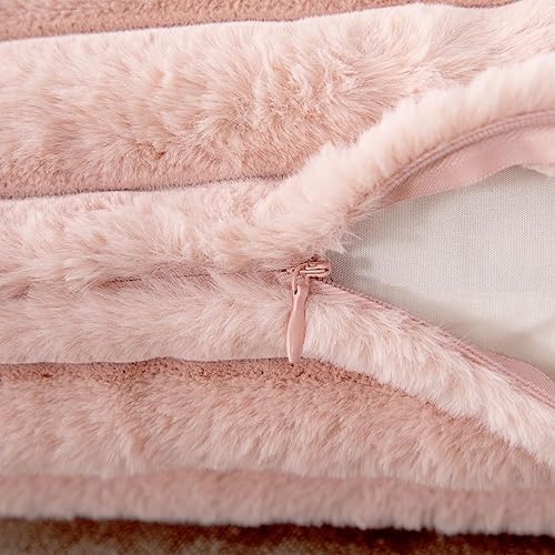 Miniatura 7 de HOMEBLESS - Juego de 2 fundas de almohada decorativas de felpa de piel sintética de doble cara, color rosa, paquete de 2 fundas de almohada de 18 x