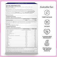 Vista 8 de Active Iron Prenatal, suplemento de hierro + vitaminas prenatales para mujeres, 30 cápsulas sin estreñimiento + 30 multivitaminas de liberación