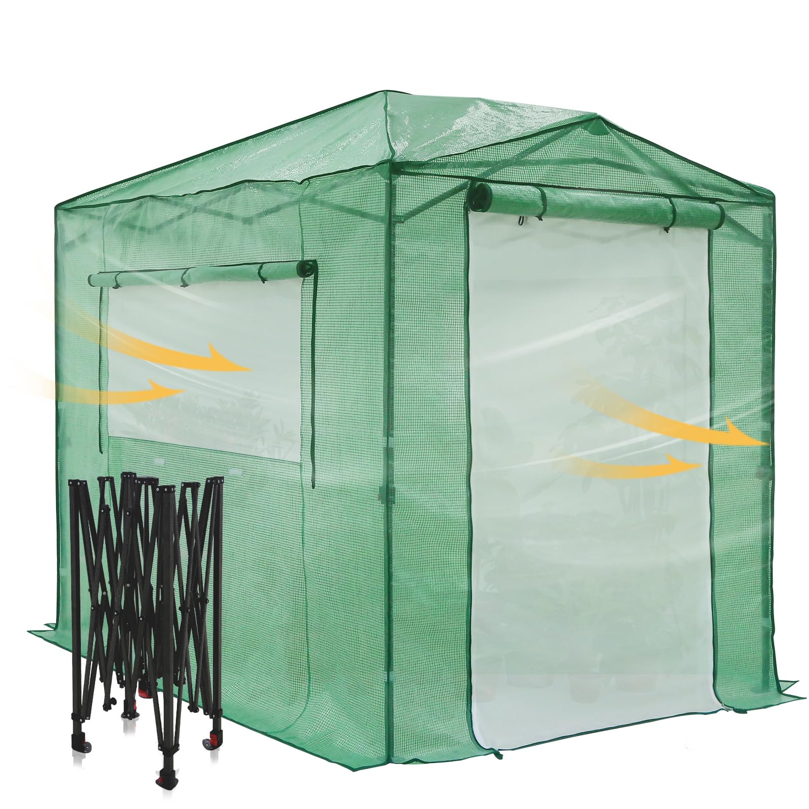 EAGLE PEAK 8x6 Easy Setup Pop Up Greenhouse, Clear/Green/Mesh