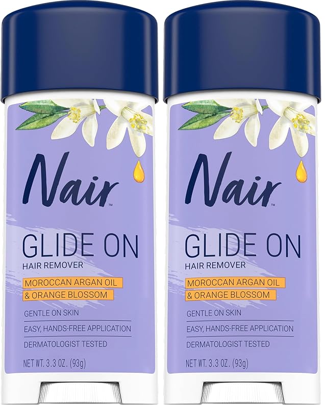 Nair Glide On Creme Depilatório para Braços, Pernas e Linha do Biquíni, Bastão com 94 g, Pacote com 2