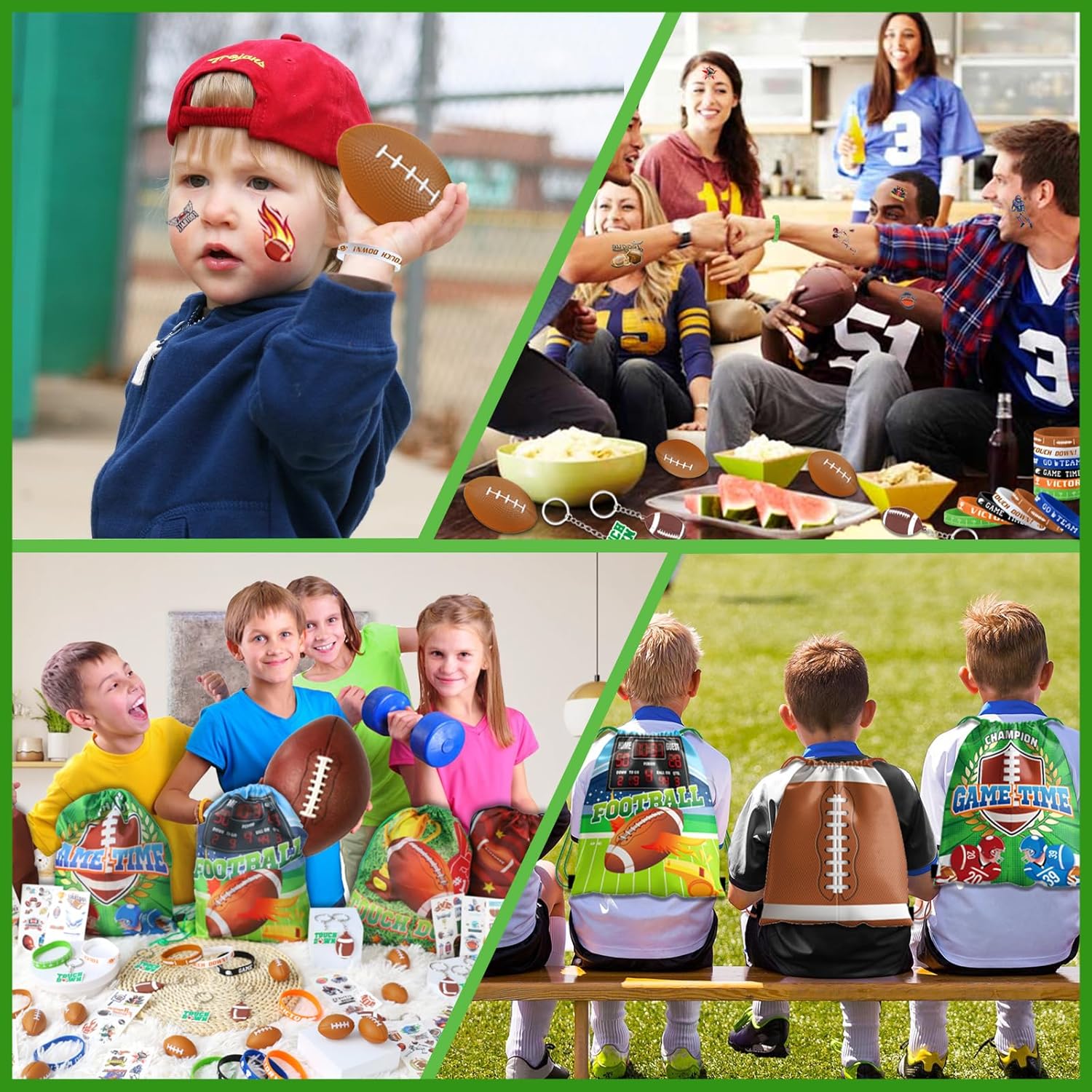 60pcs Football Party Favors, Football Goodie Bags Football Gift Bags Stuffers for Boys Includes Drawstring Bags Bracelet Keychain Tattoo Stickers Mini Football for Football Birthday Party Supplies - Image 6