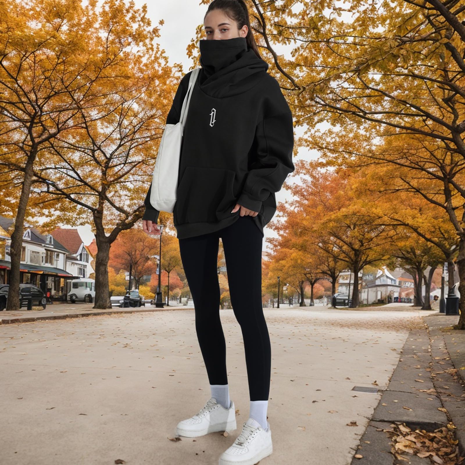 Sudaderas con Capucha para Mujeres con Bufanda Suave Suéter Algodón Oversized Casual Hoodie Otoño e Invierno