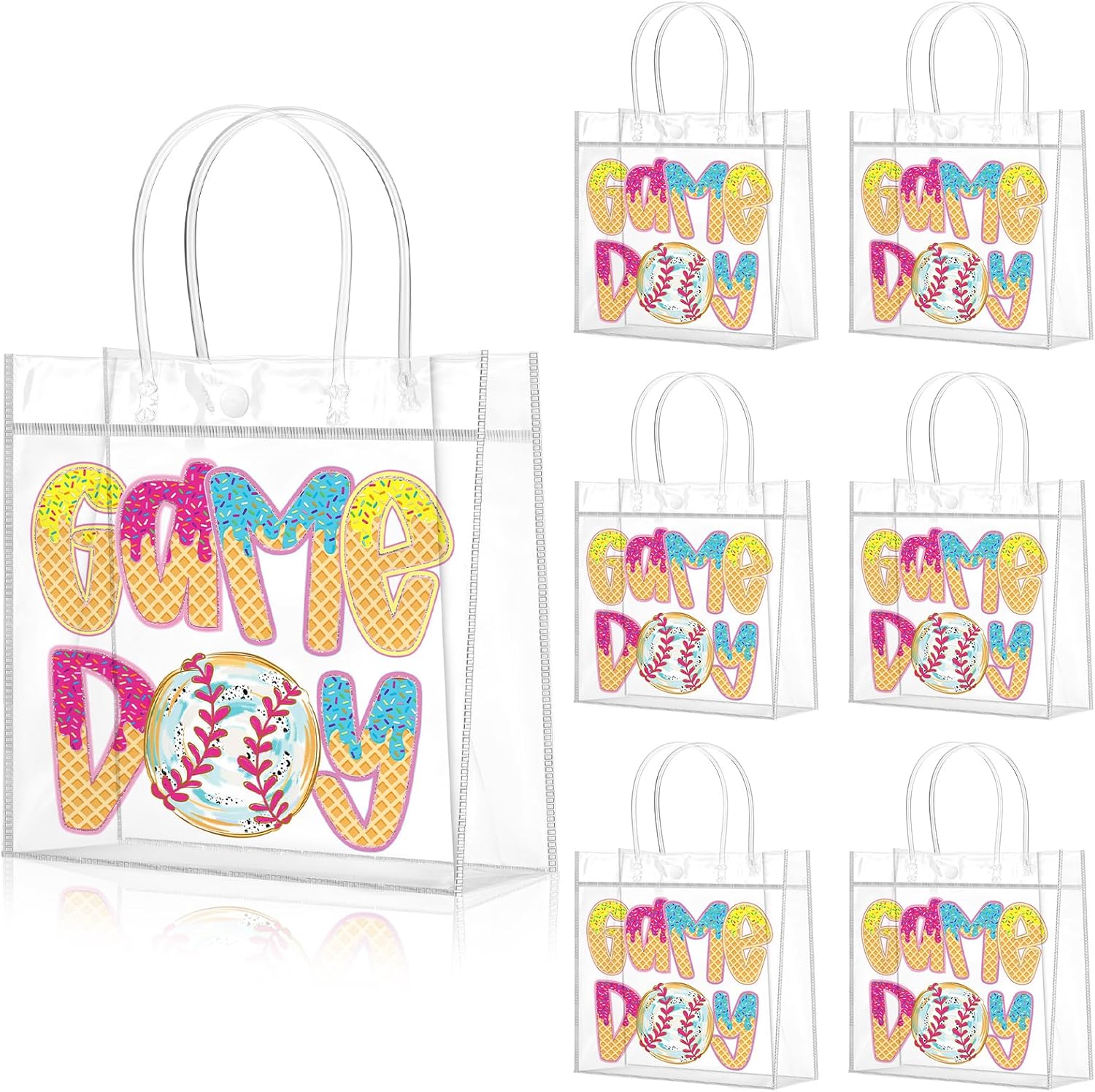 20 Pcs Softball Goodie Bag Softball Ice Cream Drip Game Day Goodie Gifts Bags with Handles Reusable Sport Themed Treat Bags for Candy Birthday Party Supplies 8 x 8 x 3.15''