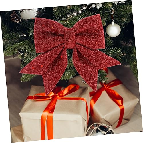 Miniatura 7 de NOLITOY 1 lazo de Navidad dorado con mariposa roja para decoración de regalo de fiesta de Navidad, lazos de regalo para árbol de Navidad, adornos de