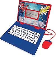 Lexibook Spider-Man Bilingual Educational Laptop - Spanish/English 124 Activities, Math Games Music for Kids 5-8 Red/Blue JC598SPi2