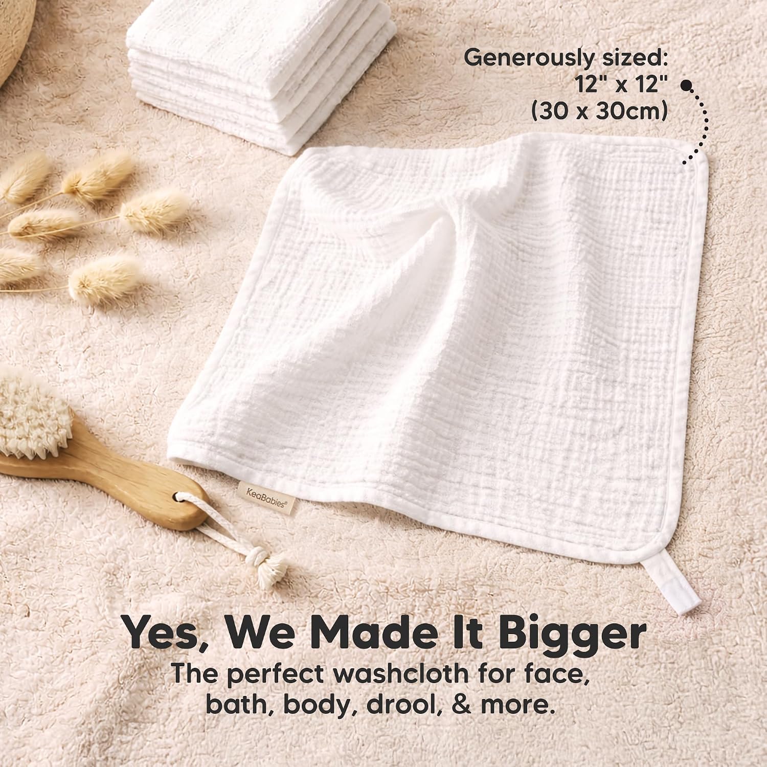 KeaBabies 5-Pack Cotton Muslin Baby Washcloths and 6-Pack Baby Washcloths - Wash Towel, Super Absorbent & Scratch-Free Rag, Soft Face Towel, Bath Cloth for Kids, Newborn Bath Essentials image 4
