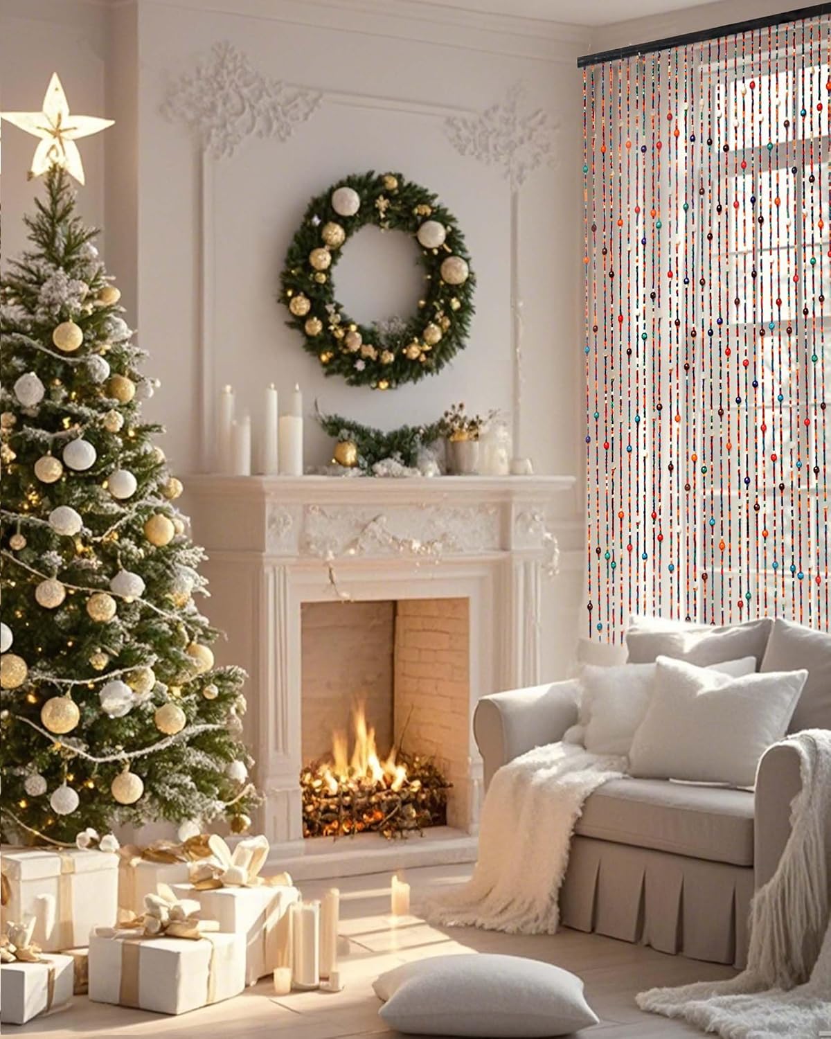 38 Strands Beaded Curtain for Doorways -35.4"x79"- Handmade Natural Beaded Curtains,Boho Doorway Wood and Bamboo Bead Curtain-As Insect Screen/Room Divider - Image 2