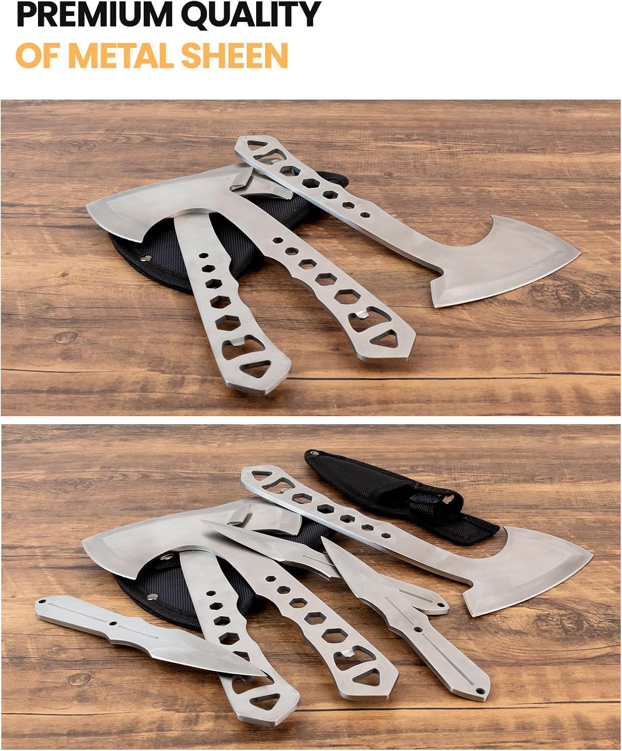Sahara Sailor Throwing Axes, 3 Pack 10inch Throwing Axes and Tomahawks Set, with Bottle Openers, a Wrench and Nylon Sheath for Competiton and Recreation
