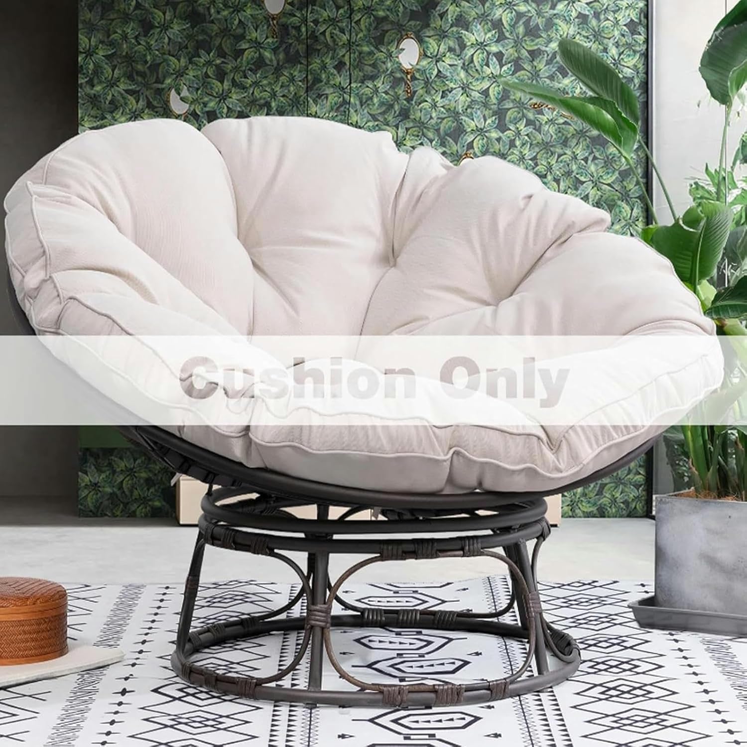Outdoor Rattan Chair Cushion, Cushion Only, Pearl Cotton Filling, Waterproof Thick Chairs Pads for Porch Swings Chair Cushion(Color 5,130x130CM)