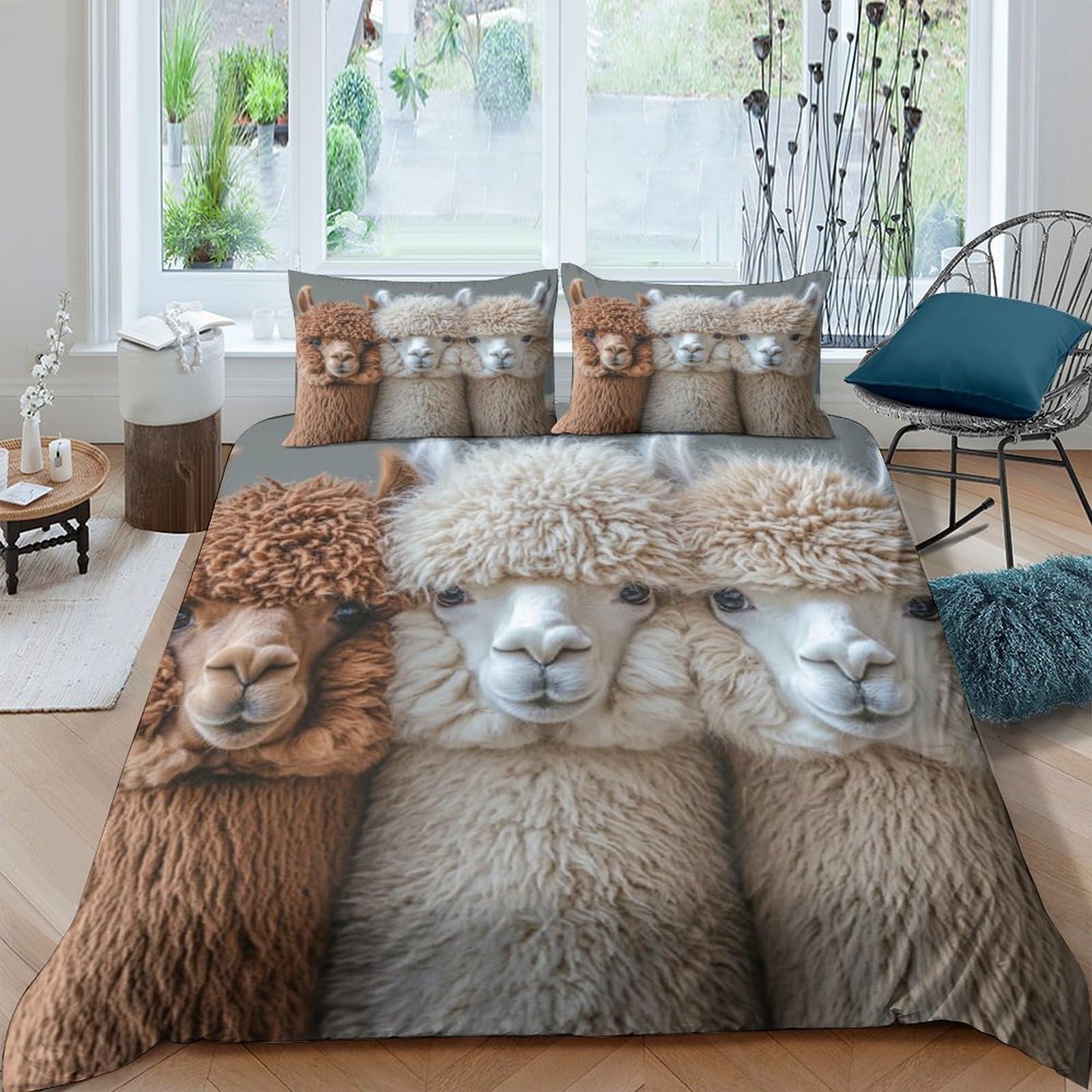 Ctjqhvkz Style-2 3D Printed Alpaca Animal Fitted Sheet Microfiber Soft Breathable Llama Bed Cover For Bedroom Dorm Mattress Protection Decor Single（135X200cm）