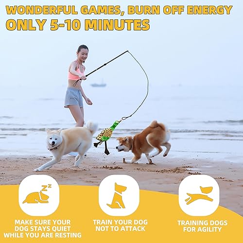 Miniatura 2 de KOXXUD Flirt Pole - Poste de coqueteo para perros, extra fuerte para perros grandes, medianos y pequeños, para mantener al perro entretenido y