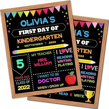 First & Last Day of School Board, 11x14 Inch Double Sided Back to School Sign for Kids Girls Boys, My 1st Day of Chalkboard Sign Photo Prop, Wooden 1st Day Boards of Preschool Kindergarten