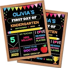 First & Last Day of School Board, 11x14 Inch Double Sided Back to School Sign for Kids Girls Boys, My 1st Day of Chalkboard Sign Photo Prop, Wooden 1st Day Boards of Preschool Kindergarten