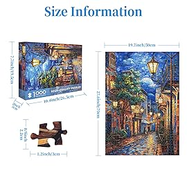 1000 Pieces Jigsaw Puzzles for Adults, Town at Night Puzzle 1000 Pieces Puzzles for Adults, 1000 Piece Jigsaw Puzzles, Night Secne Oil Painting Puzzle Challenging Gift for Seniors Teens
