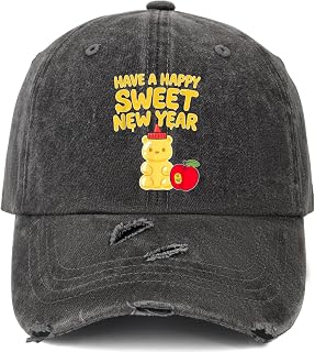 Rosh Hashanah Happy Sweet New Year Hat for Men Baseball Caps Vintage Washed Hiking Hats Light Weight