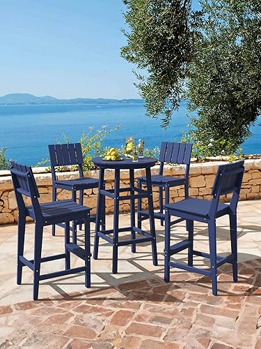 Miniatura 14 de Mesa redonda de bar para exteriores, mesa de pub superior de 41.5 pulgadas, mesa de bar de alta densidad resistente a la intemperie, mesa de patio