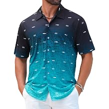 ELETOP Mens Stretch Hawaiian Shirt Tropical Short Sleeve Beach Shirt | Relaxed Fit, Floral Print, Wrinkle Free, Summer Aloha Shirt, for Beach, Vacation, Party and Daily Casual Wear