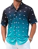 ELETOP Men's Hawaiian Shirt Summer Stretch Short Sleeve Tropical Beach Button Down Casual Shirt