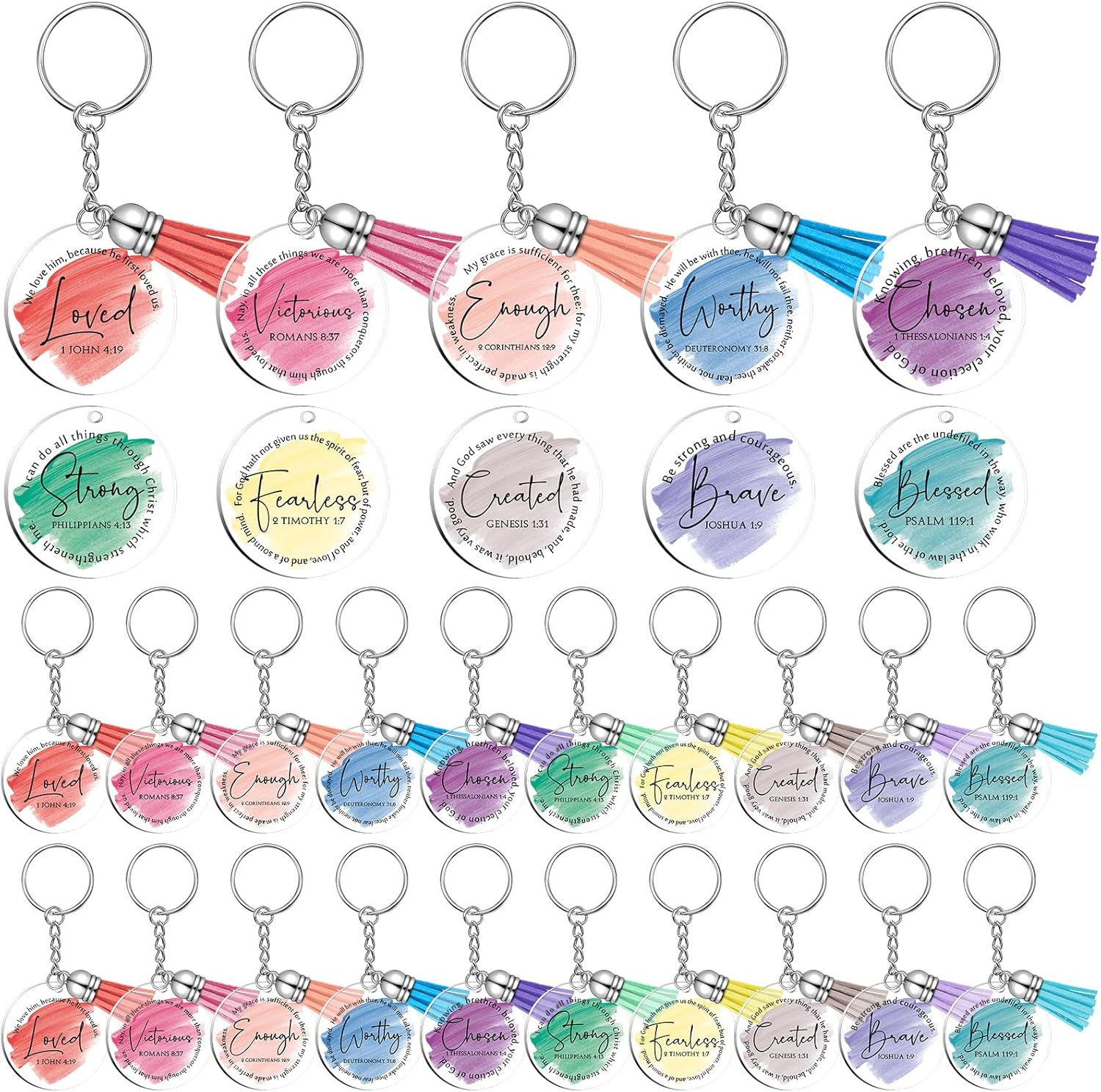 36 Pcs Christian Gifts for Woman Bible Verse Keychains Office Gifts for Coworker Team Staff Holiday Party Supplies (Vibrant Colors)