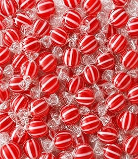 Striped Cinnamon Hard Candy 4 lbs Red White Bulk Individually Wrapped Discs | Nostalgic Sweet Spice Mix Candies for Bowls Dishes Buffets