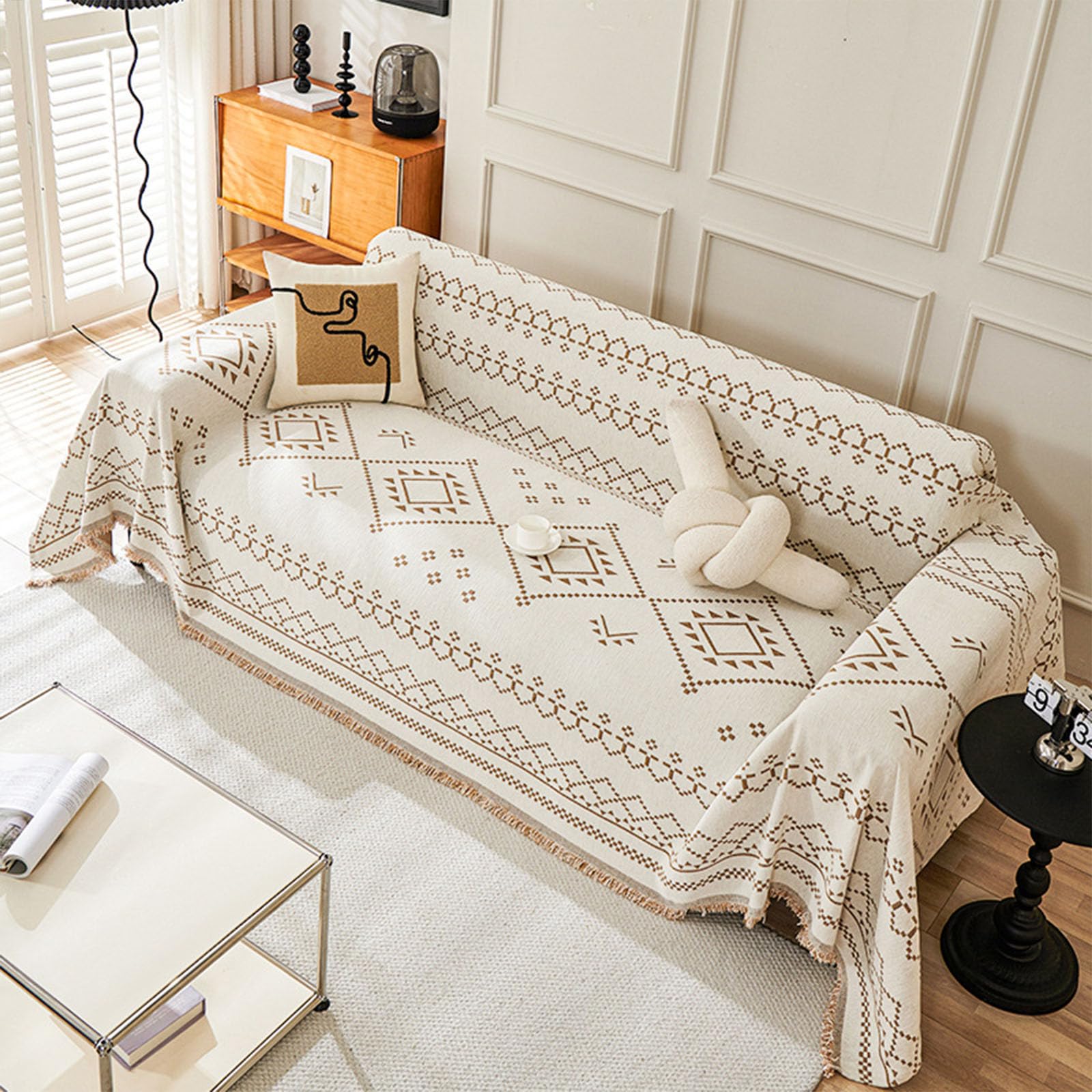 Jeté de canapé bohème universel 180x260 cm housse complète couvre-lit toutes saisons