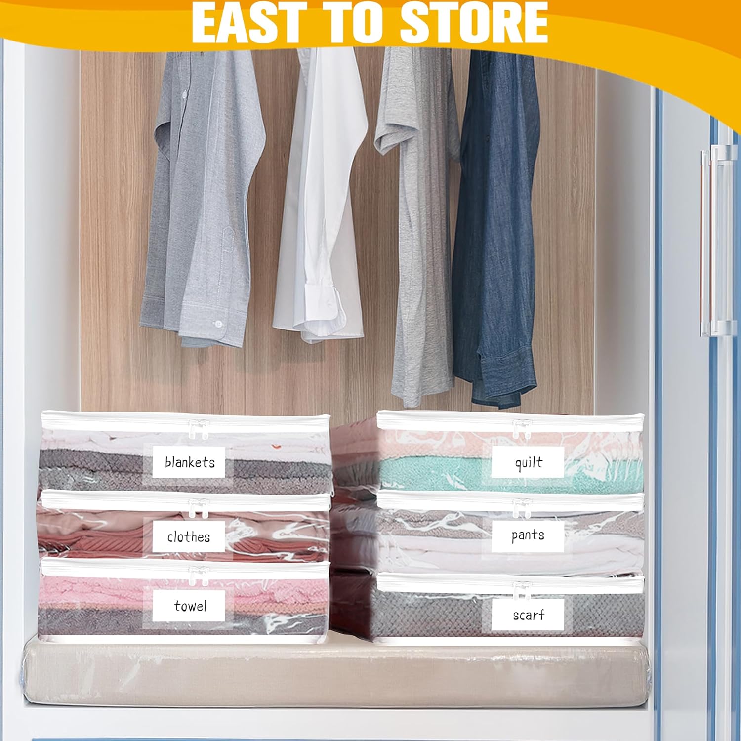 Plastic Storage Bags with Easy-Glide Zipper, Pack of 8, Durable Clear Vinyl Zippered Storage Bags for Clothes Sweaters Comforters Blankets Sheets Bedding (18 x 15 x 9 Inch) 18 x 15 x 9 Inch 8