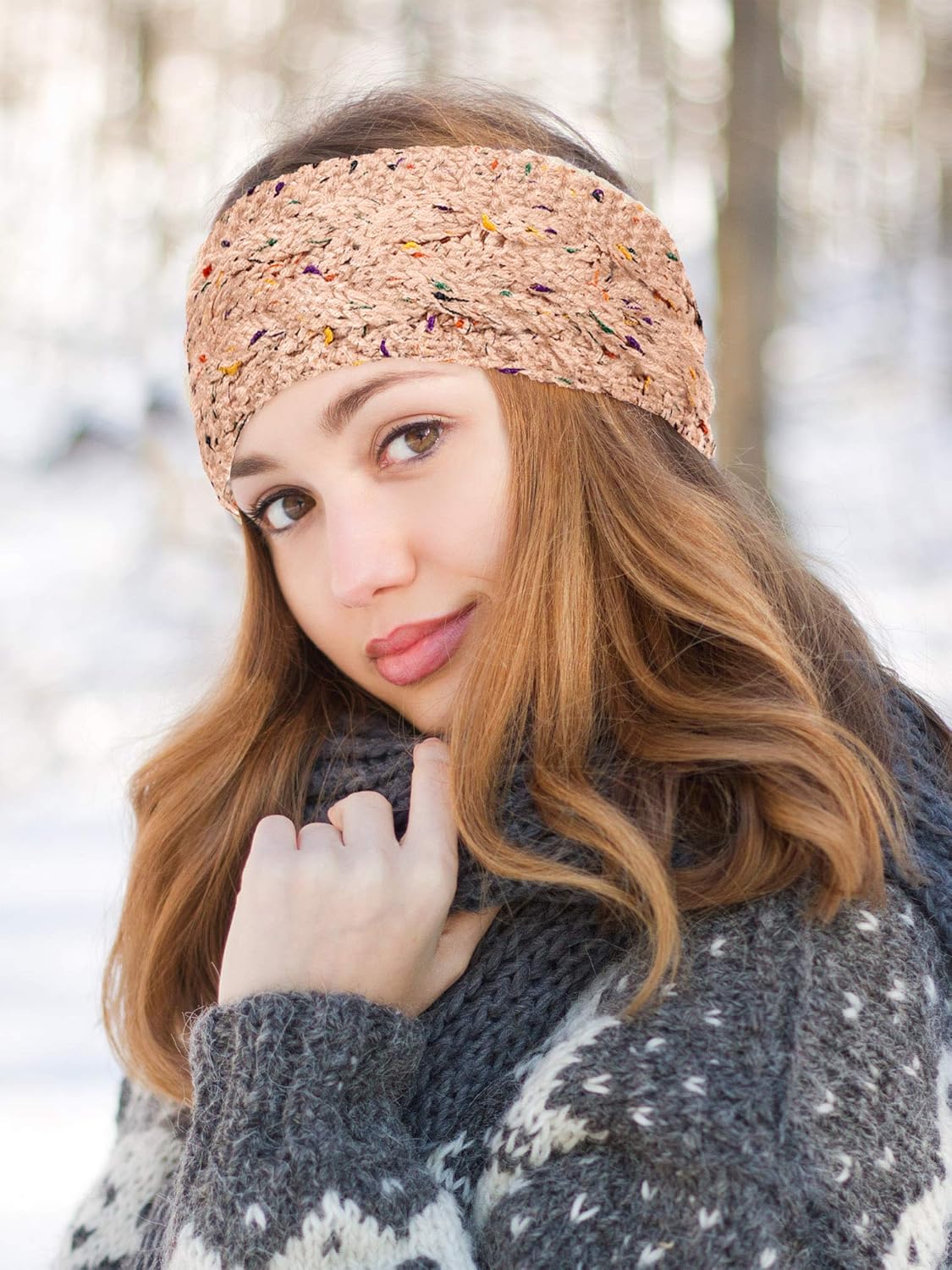 WILLBOND 6 Pack Women Winter Headbands Ear Warmer Fuzzy Fleece Lined Bulk Knit Thick Warm Crochet Ear Muffs Headband Gifts, 6 Colors - Image 5