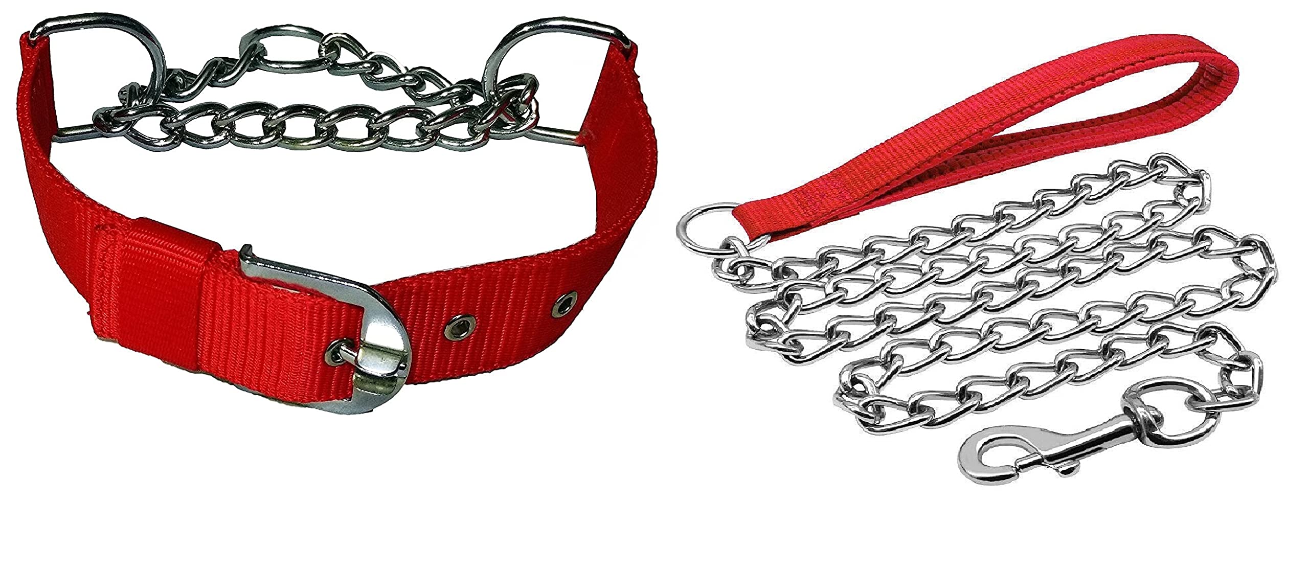 RvPaws Leash Chain with Collar Set for Dogs - Red with Silver Chain Size - Large (B09FY25BVP) Amazon Price History, Amazon Price Tracker