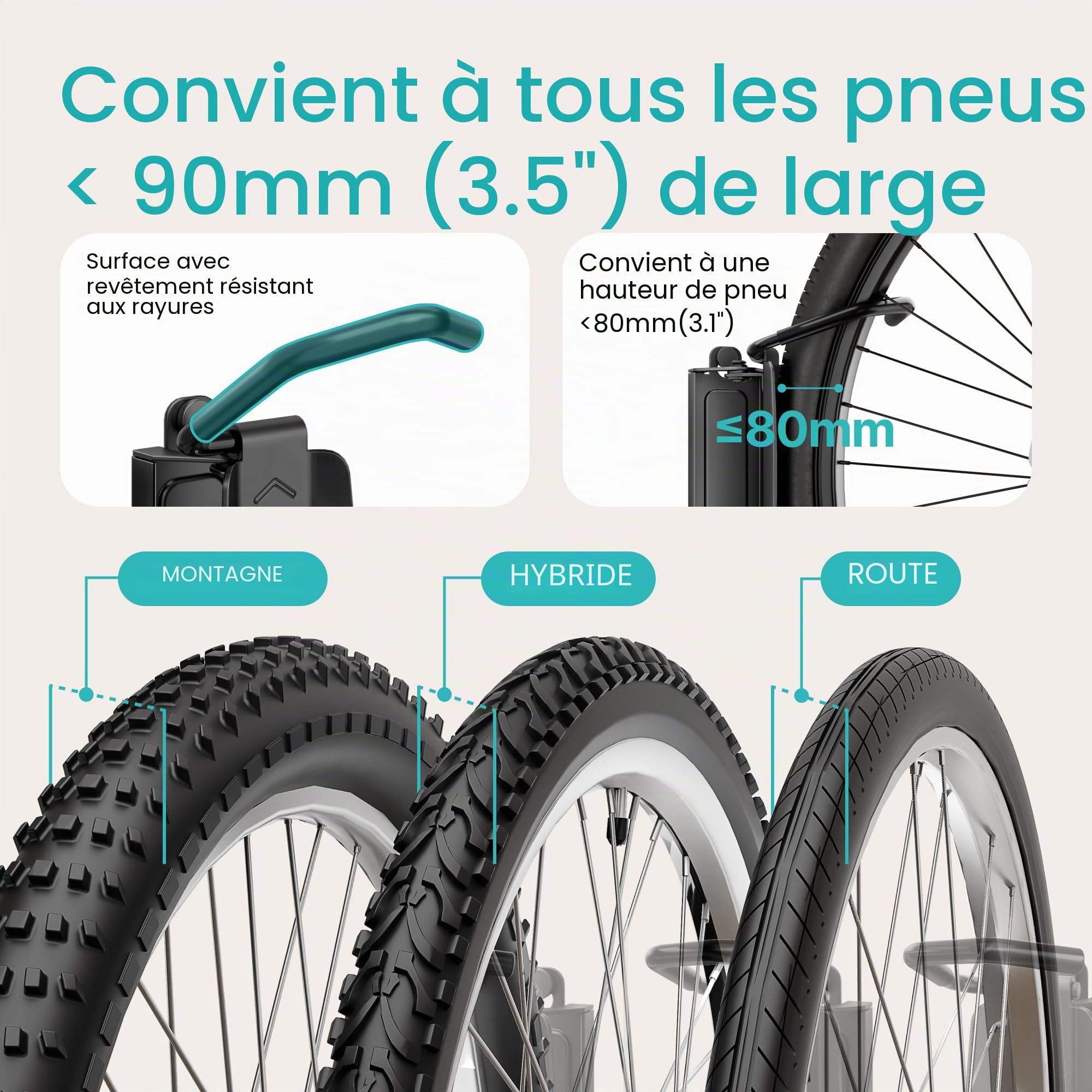 PEGZONE Support Mural Vélo Pivotant, 35 kg, 4 Pièce | Support Mural Vélo Réglable pour Garage, Gain de Place, Support Robuste, Noir